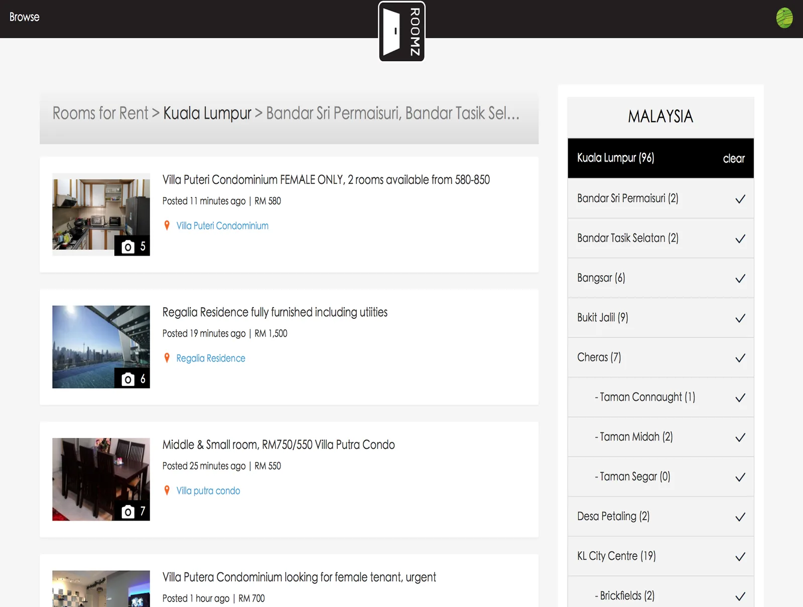 We have more then 100 room listings in KL now!